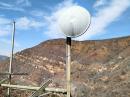 A fire-damaged MESH network antenna at a site in Ojai, California. [Courtesy of Ben Kuo, KI6YR]